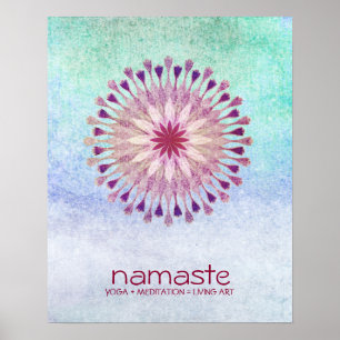 Póster Acuarela de flores de Lotus Namaste Yoga Meditació