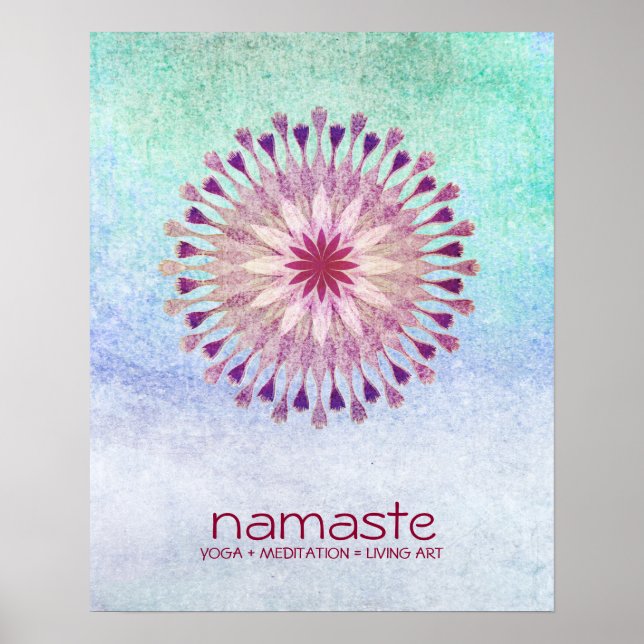 Póster Acuarela de flores de Lotus Namaste Yoga Meditació (Frente)