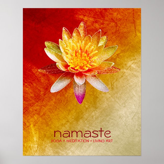 Póster Acuarela de flores de Lotus Namaste Yoga Meditació (Frente)