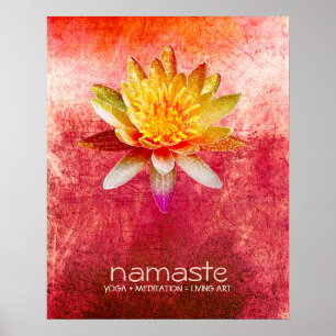Póster Acuarela de flores de Lotus Namaste Yoga Meditació
