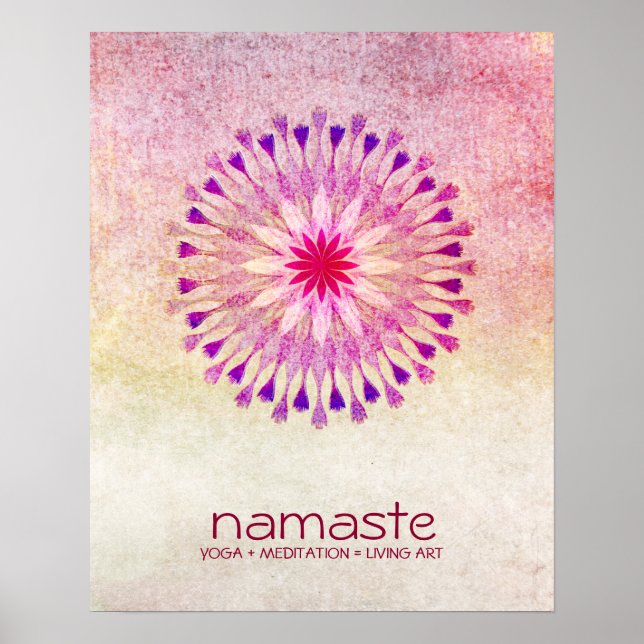 Póster Acuarela de flores de Lotus Namaste Yoga Meditació (Frente)