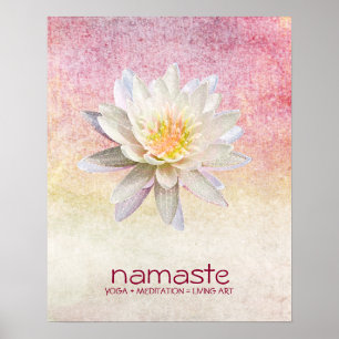Póster Acuarela de flores de Lotus Namaste Yoga Meditació