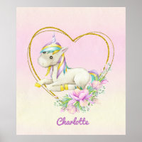 Acuarela de flores de unicornio