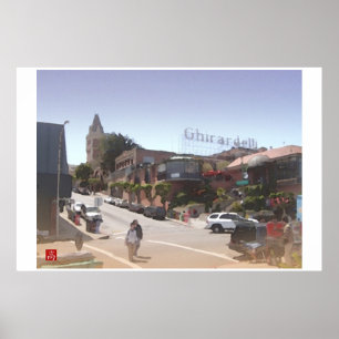 Póster Acuarela de Ghirardelli Cuadrado-San Francisco