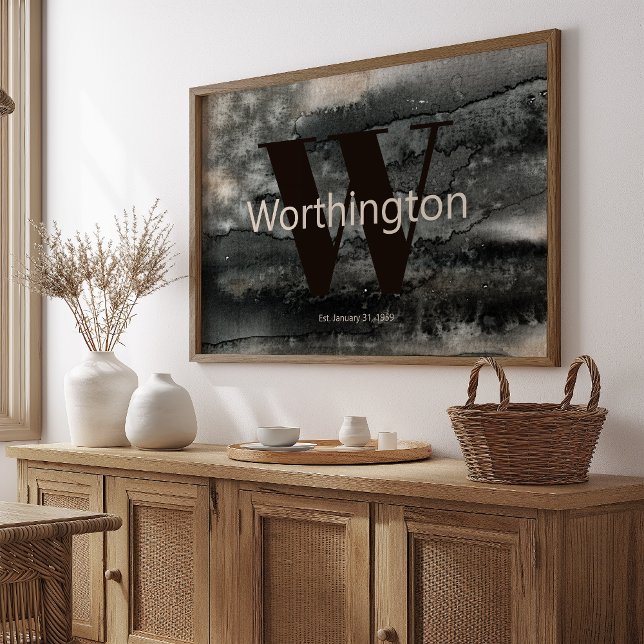 Póster Acuarela de granja de apellido de costumbre rústic (Subido por el creador)