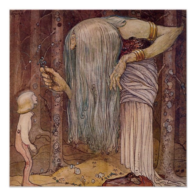 Póster Acuarela de "hierba de trolls" de John Bauer (Anverso)