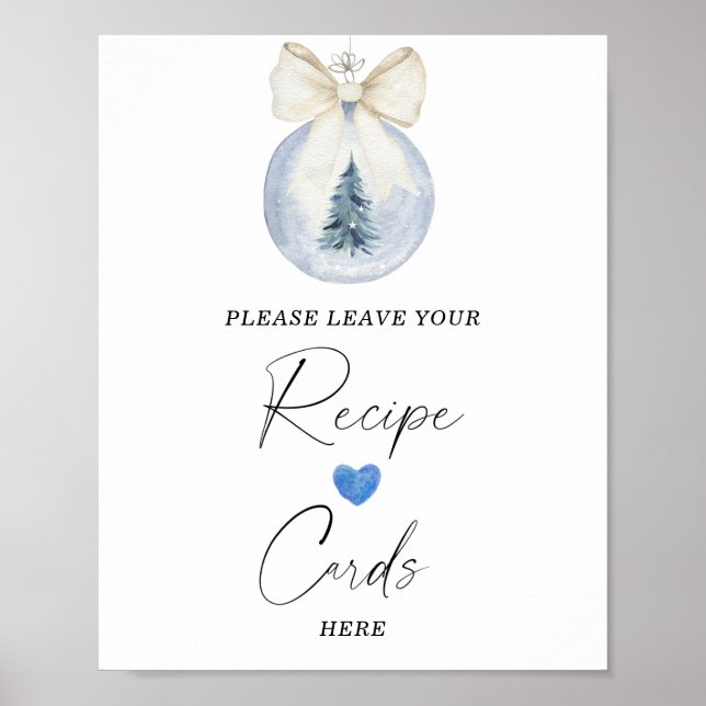 Póster Acuarela de invierno burbuja su tarjeta de receta  (Frente)