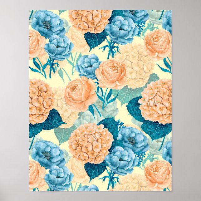 Póster Acuarela de jardín de primavera (Frente)