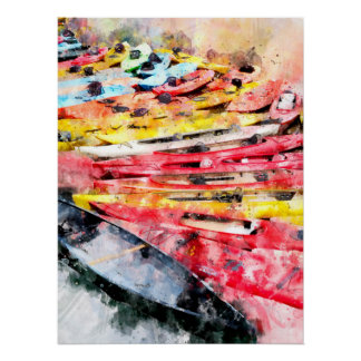 Póster acuarela de Kayak