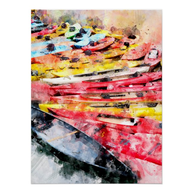 Póster acuarela de Kayak (Anverso)