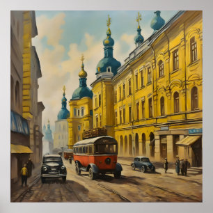 Póster acuarela de Kiev Ucrania