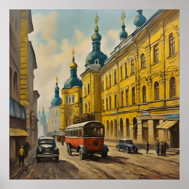 Póster acuarela de Kiev Ucrania (Frente)