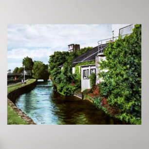 Póster Acuarela de la pintoresca ciudad de Galway, Irland