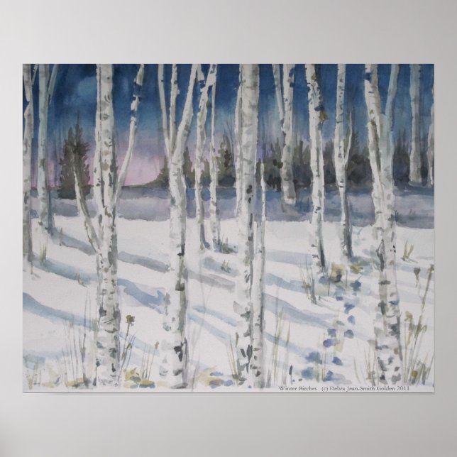 Póster acuarela de los Birches de Invierno (Frente)