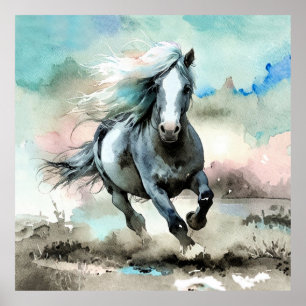 Póster Acuarela de majestuoso caballo de tiro