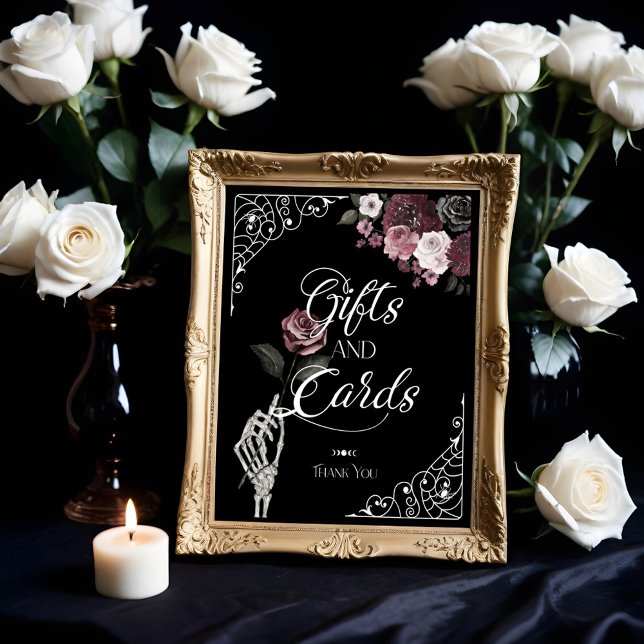 Póster Acuarela de Muerte de Hierro Esqueleto Regalos y T (Til Death Watercolor Skeleton Rose Gifts & Cards Poster)