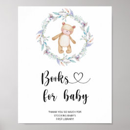 Póster Acuarela de osito, libros para bebé
