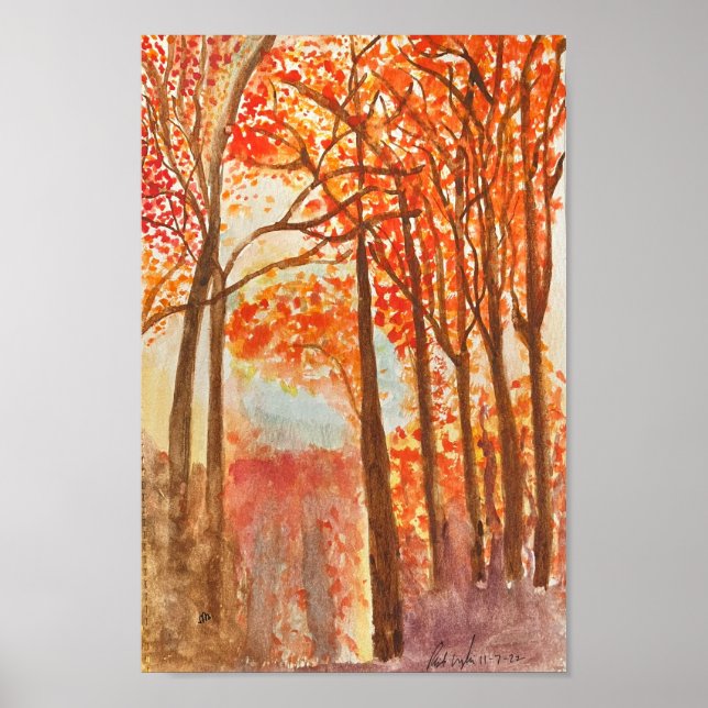 Póster acuarela de Otoño Woods (Frente)