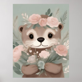 Póster Acuarela de Otter Boho Adorable