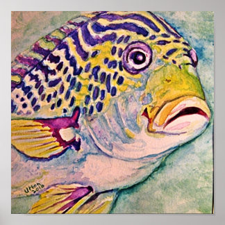 Póster acuarela de peces tropicales
