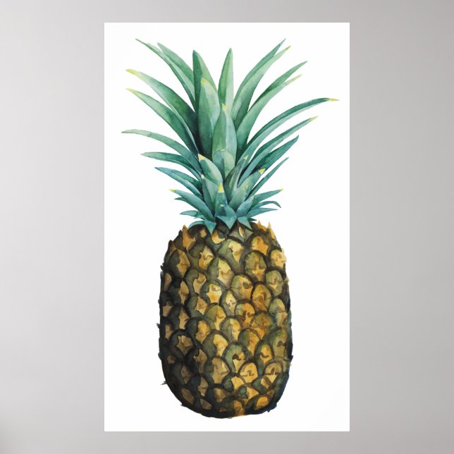 Póster Acuarela de piña tropical (Frente)