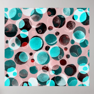 Póster acuarela de puntos polka, patrón abstracto.