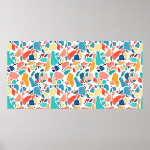 Póster acuarela de Terrazzo sin soldadura. Dibujo manual 