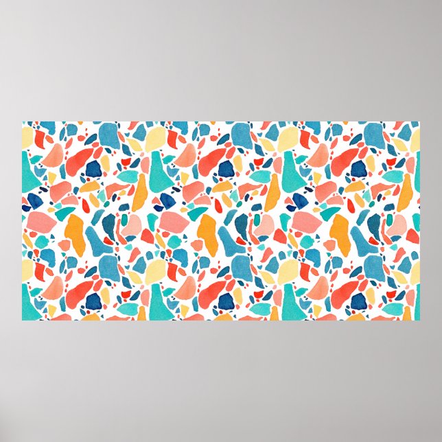 Póster acuarela de Terrazzo sin soldadura. Dibujo manual  (Frente)