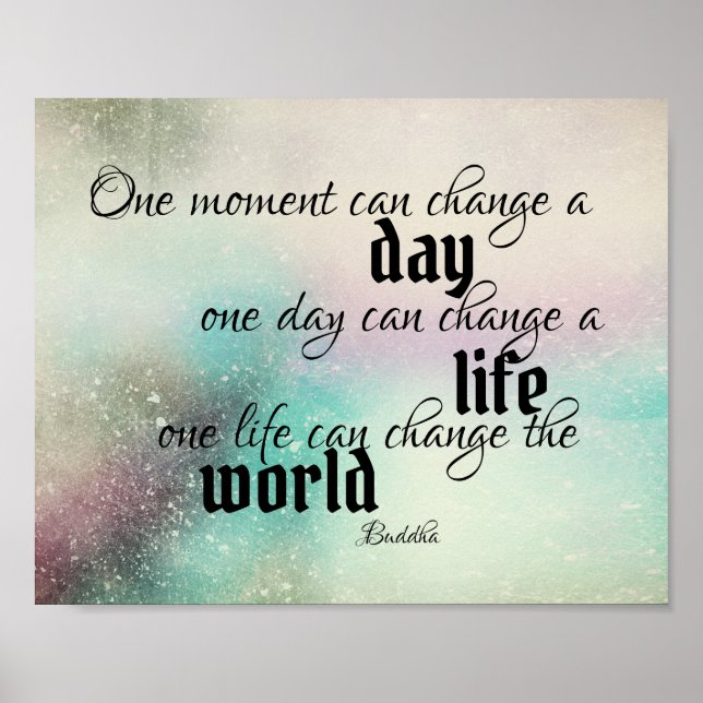 Póster acuarela de texto de cita de Buda inspiradora (Frente)