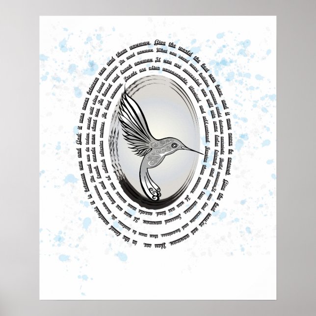 Póster acuarela de tinta de colibrí de oración inspirador (Frente)