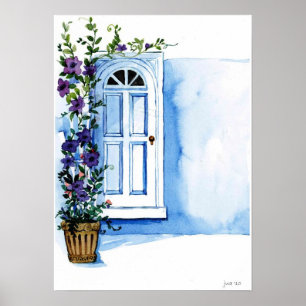 Póster acuarela de torso floral