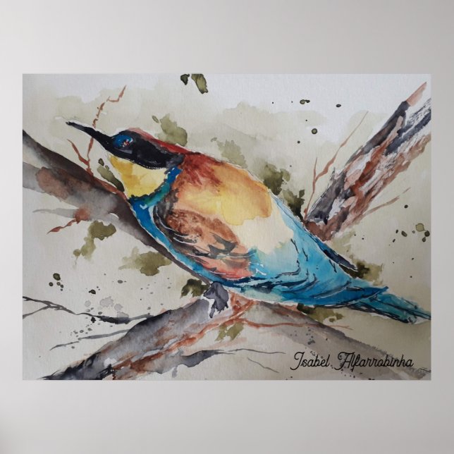 Póster acuarela de un apicultor colorido (Frente)