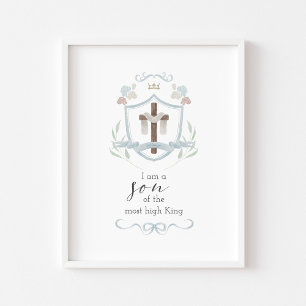 Póster Acuarela de un hijo de Dios con poster cruzado