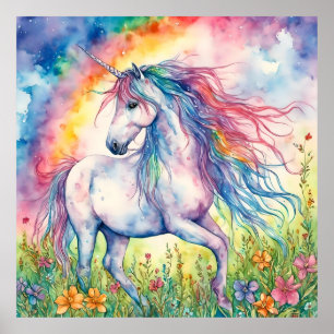 Póster Acuarela de Unicorn