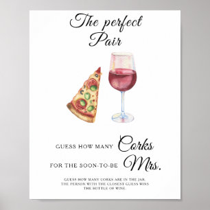 Póster Acuarela de vino Despedida de soltera Cuántos corc