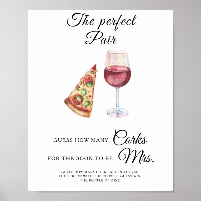 Póster Acuarela de vino Despedida de soltera Cuántos corc (Frente)