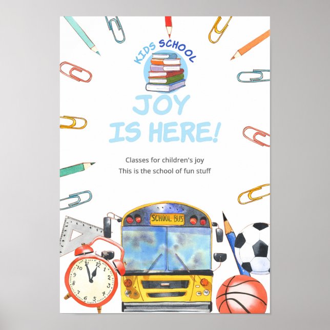 Póster Acuarela de vuelta al Poster escolar (Frente)