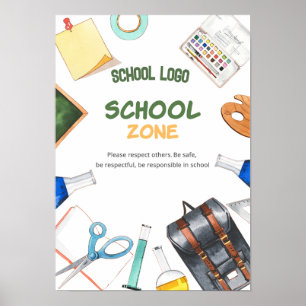 Póster Acuarela de vuelta al Poster escolar