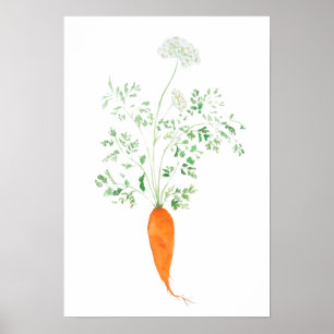 Póster acuarela de zanahoria naranja