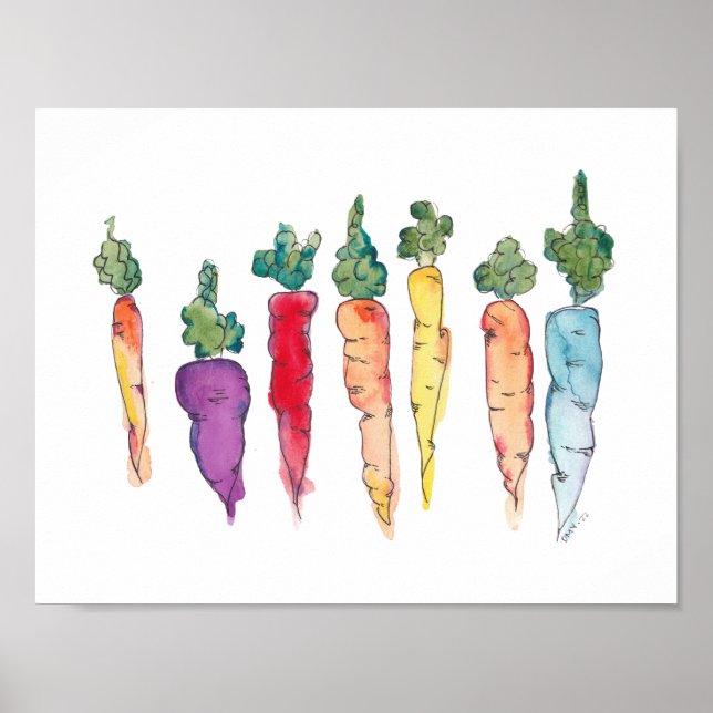 Póster Acuarela de zanjas coloridas (Frente)