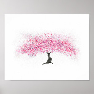 Póster Acuarela del árbol de la flor de cerezo
