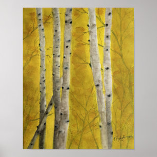 PÓSTER ACUARELA DEL BOSQUE DE ASPEN