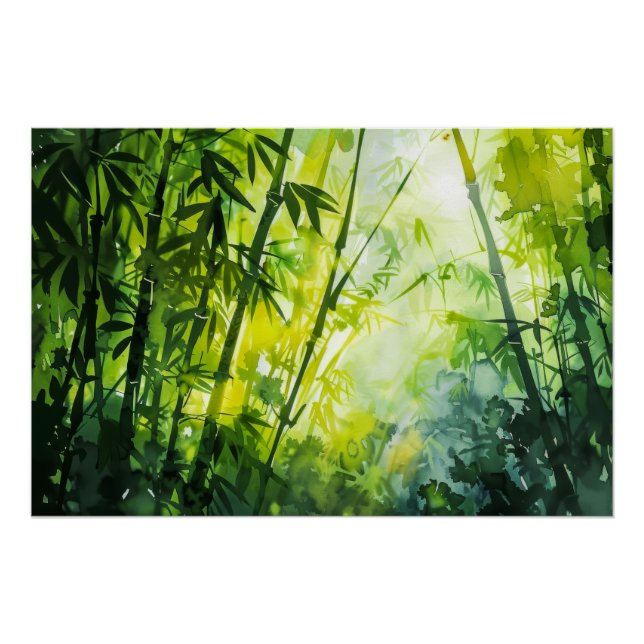 Póster Acuarela del bosque de Bambú (Anverso)