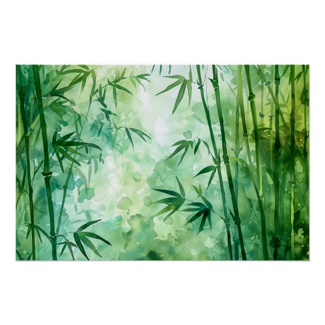 Póster Acuarela del bosque de Bambú (Anverso)