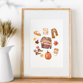 Póster Acuarela del clima de suero otoño