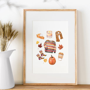 Póster Acuarela del clima de suero otoño