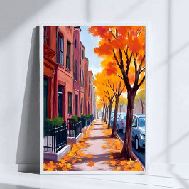 Póster Acuarela del follaje de otoño de Boston