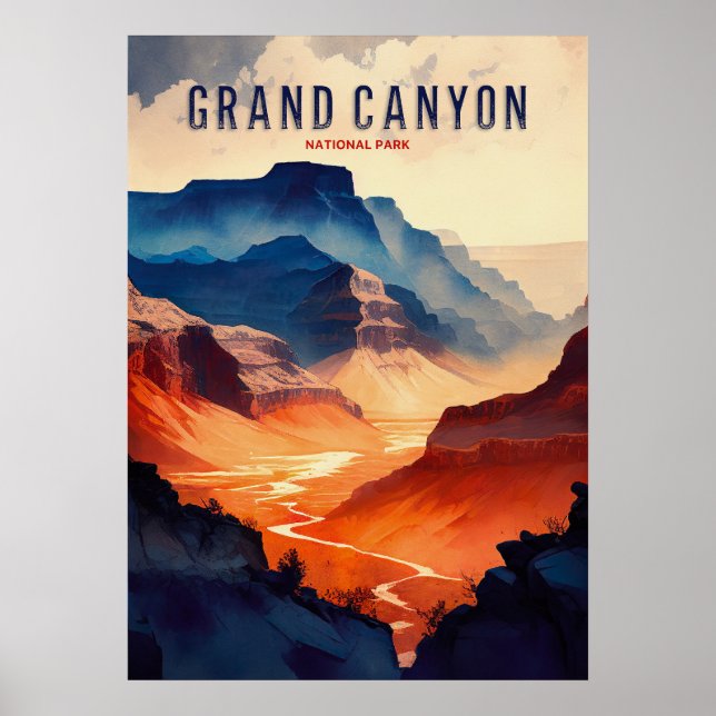 Póster Acuarela del Gran Cañón (Frente)