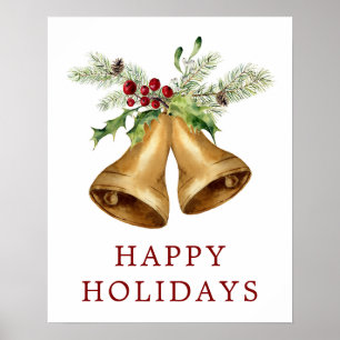 Póster Acuarela del navidad el   - muérdago y Belces del