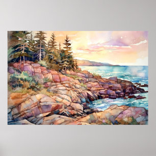 Póster Acuarela del Parque Nacional de Acadia